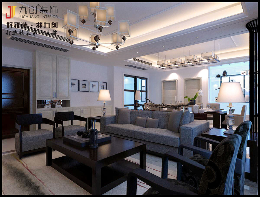 淄博曦园别墅新中式装修 传统与现代的雅致交融